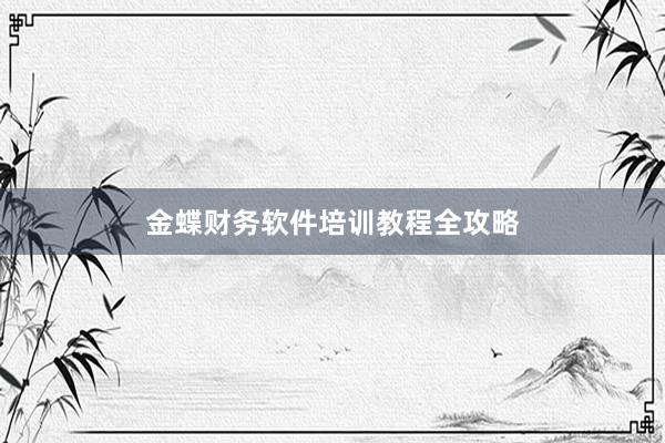 金蝶财务软件培训教程全攻略